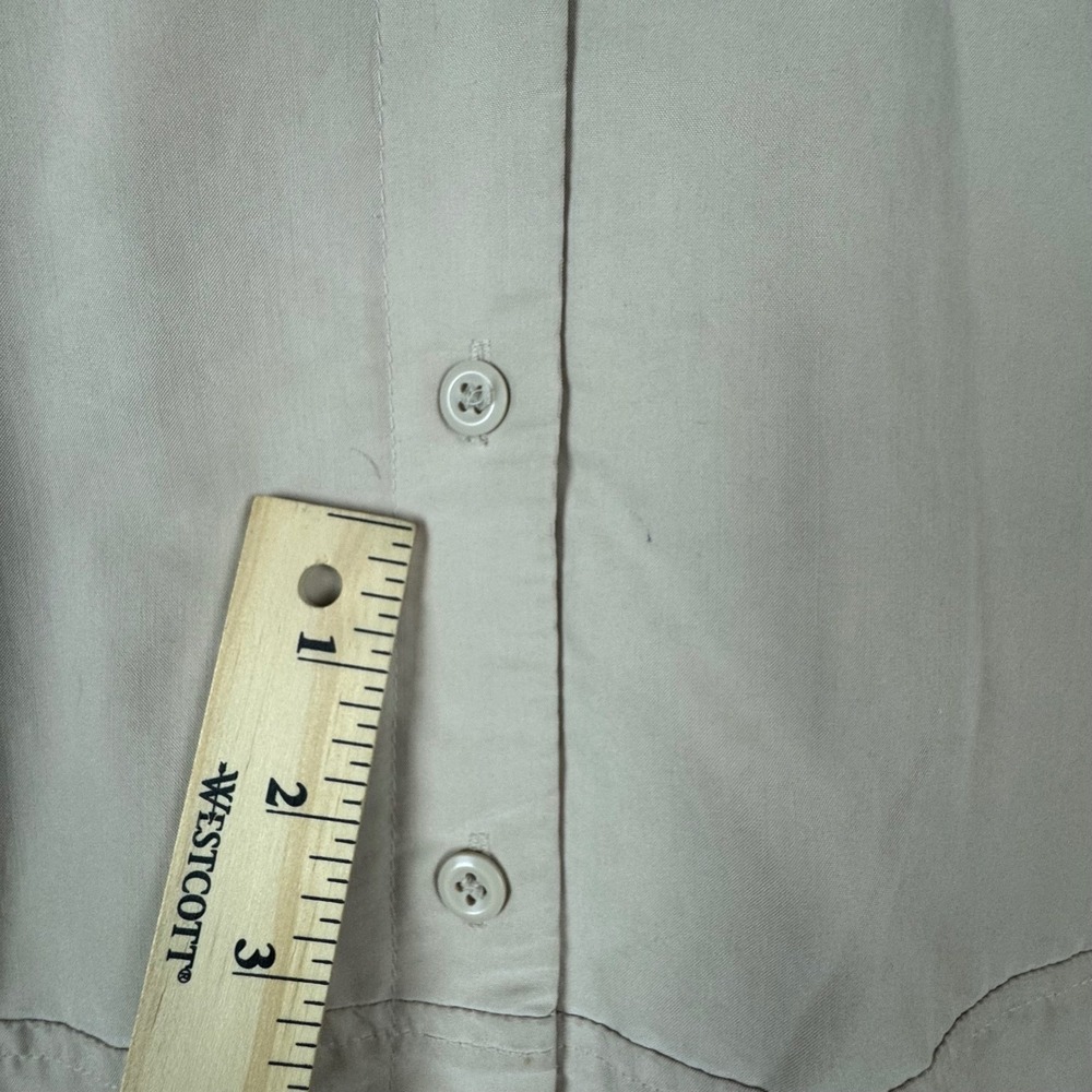 Jaclyn Smith Classic Womens Button Down Shirt 3/4 Sleeve Tan Large - Picture 8 of 10
